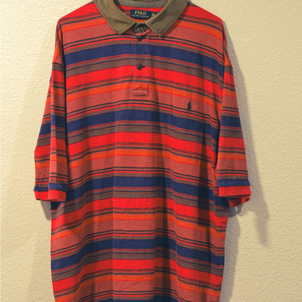 Polo by Ralph Lauren Men's Striped Shirt - Red and Blue